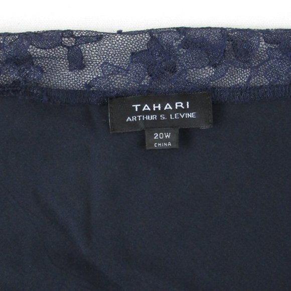 NWT Tahari Arthur S. Levine Dark Navy with Lace Overlay Sleeveless Dress, 20W - Picture 2 of 9